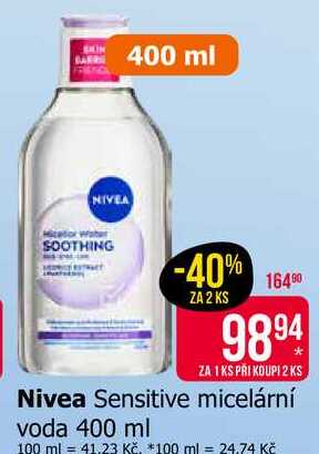 Nivea Sensitive micelární voda 400 ml Teta drogerie