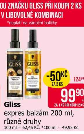 Gliss expres balzám 200 ml, různé druhy Teta drogerie