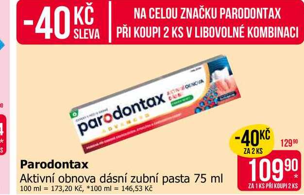 Parodontax Aktivní obnova dásní zubní pasta 75 ml Teta drogerie