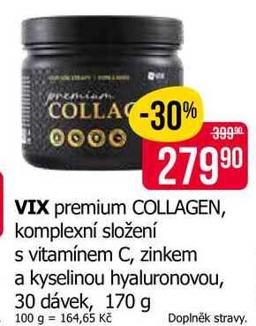 VIX premium COLLAGEN, komplexní složení s vitamínem C, zinkem a kyselinou hyaluronovou, 30 dávek, Teta drogerie