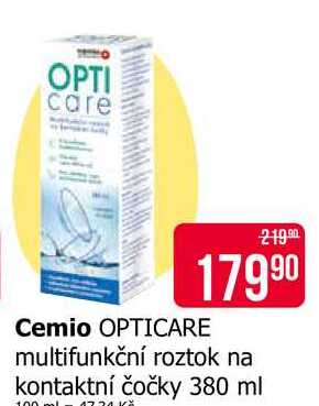 Cemio OPTICARE multifunkční roztok na kontaktní čočky 380 ml Teta drogerie
