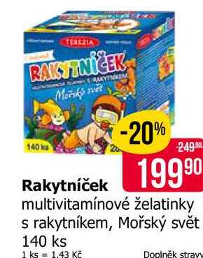 Rakytníček multivitamínové želatinky s rakytníkem, Mořský svět 140 ks Teta drogerie