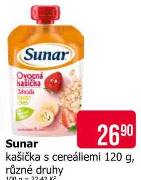 Sunar kašička s cereáliemi 120 g, různé druhy Teta drogerie