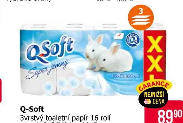 Q-Soft 3vrstvý toaletní papír 16 rolí Teta drogerie