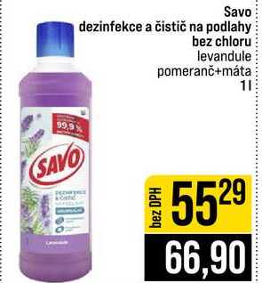 Savo dezinfekce a čistič na podlahy bez chloru levandule pomeranč+máta 1l