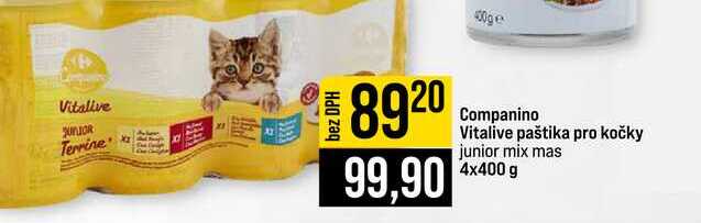 Companino Vitalive paštika pro kočky junior mix mas 4x400 g