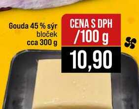 Gouda 45% sýr bloček cca 300 g 100g