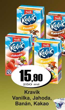 Kravík Vanilka, Jahoda, Banán, Kakao 250 ml