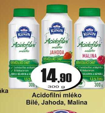 Acidofilní mléko Bílé, Jahoda, Malina 300 g
