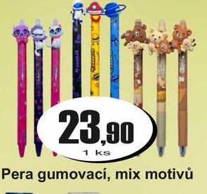 Pera gumovací, mix motivů 1 ks