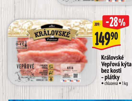 Královské Vepřová kýta bez kosti - plátky 1kg
