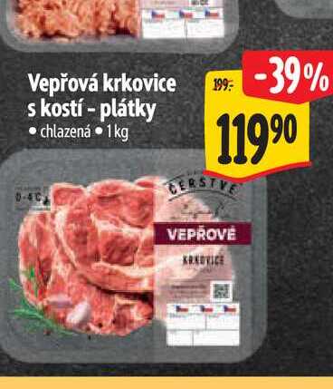 Vepřová krkovice s kostí - plátky 1 kg