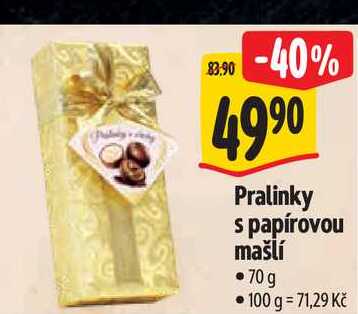  Pralinky s papírovou mašlí   70 g 