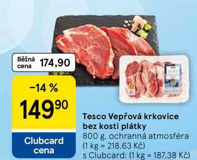 Tesco Vepřová krkovice bez kosti plátky, 800 g 