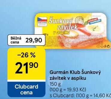 Gurmán Klub Šunkový závitek v aspiku, 150 g