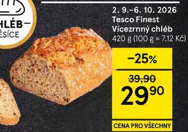 Tesco Finest Vícezrnný chléb, 420 g