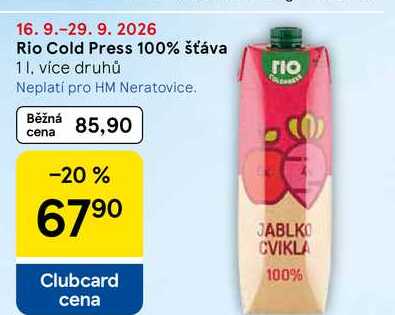 Rio Cold Press 100% šťáva, 1 l