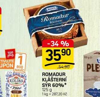 ROMADUR KLÁŠTERNÍ SÝR 60%* 125 g