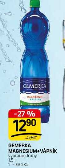 GEMERKA MAGNESIUM+VÁPNÍK vybrané druhy 1,5l