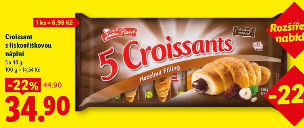 Croissant s lískooříškovou náplní, 5x 48 g