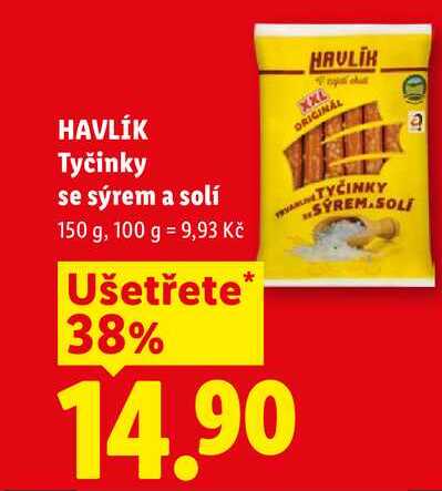 HAVLÍK Tyčinky se sýrem a solí, 150 g