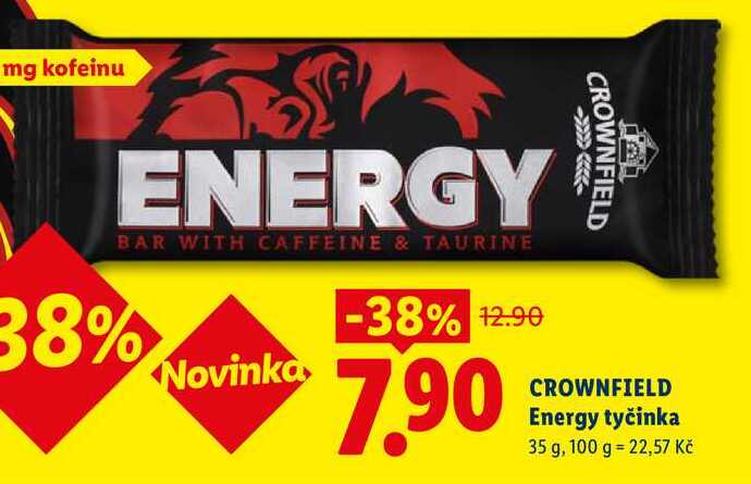 CROWNFIELD Energy tyčinka, 35 g v akci