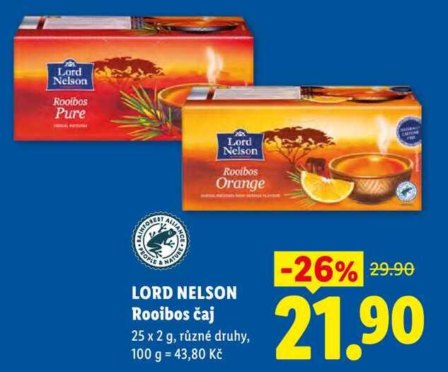 LORD NELSON Rooibos čaj, 25x 2 g