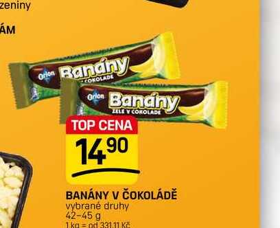 BANÁNY V ČOKOLÁDĚ vybrané druhy 42-45 g