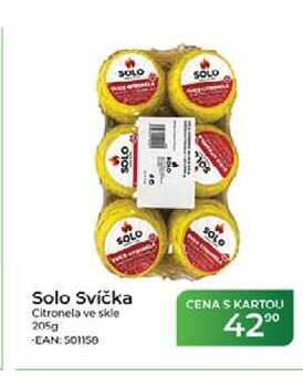 Solo Svíčka Citronela ve skle 205g Tamda Foods