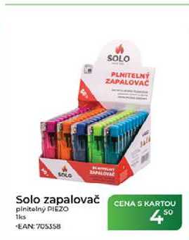 Solo zapalovač plnitelný PIEZO 1ks Tamda Foods