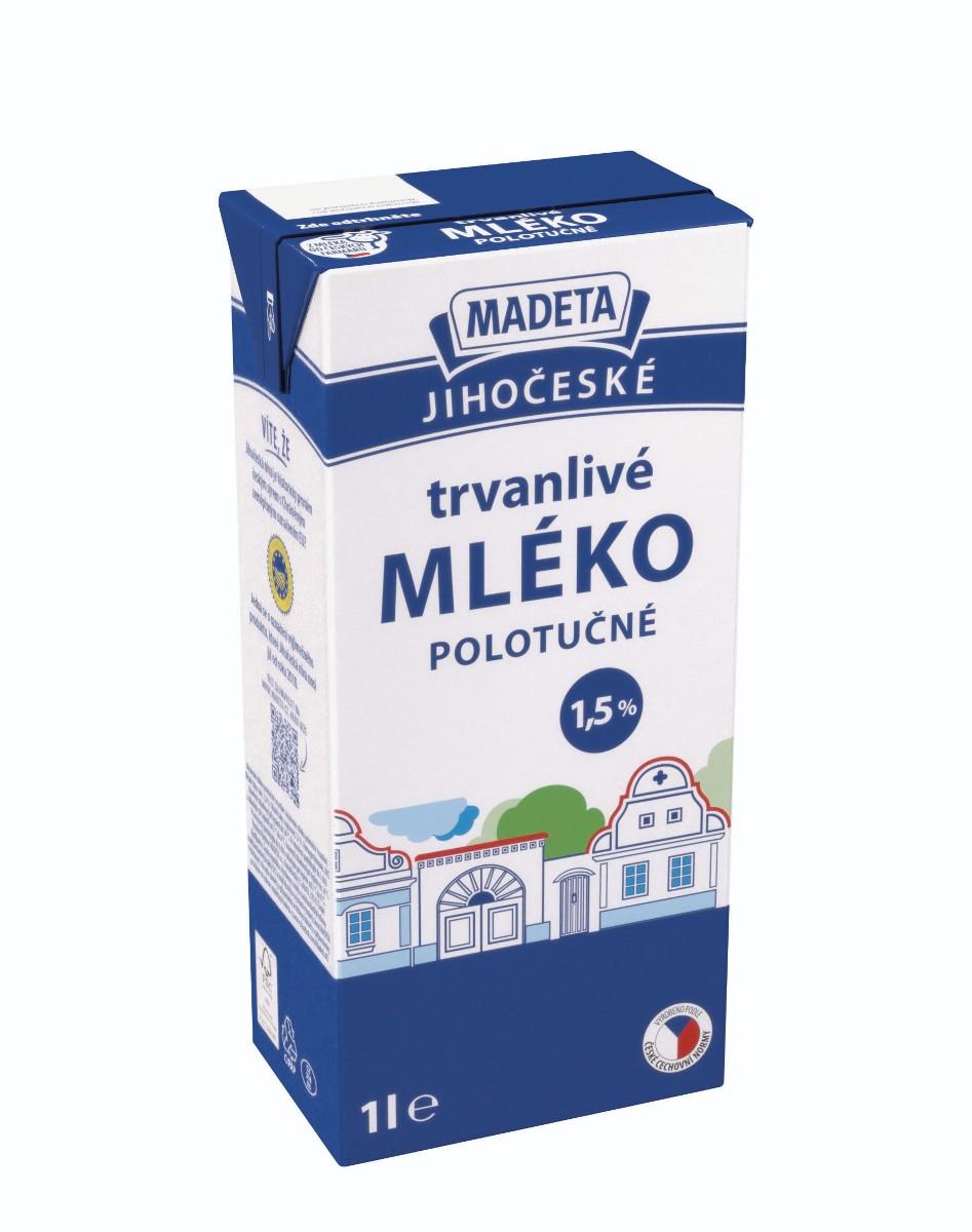 Madeta Jihočeské mléko polotučné trvanlivé 1l