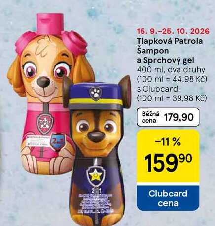 Tlapková Patrola Šampon a Sprchový gel, 400 ml, dva druhy Tesco