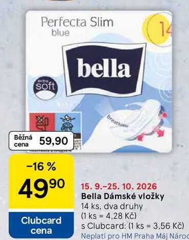 Bella Dámské vložky, 14 ks, dva druhy Tesco