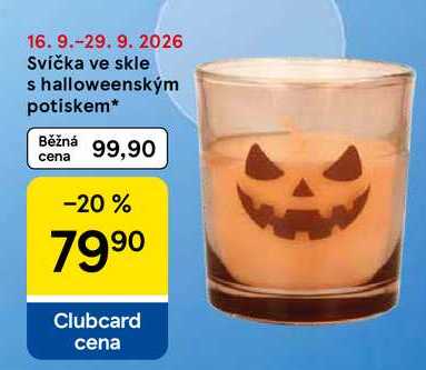 Svíčka ve skle s halloweenským potiskem Tesco