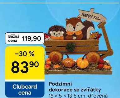 Podzimní dekorace se zvířátky 16 x 5 x 13,5 cm, dřevěná Tesco