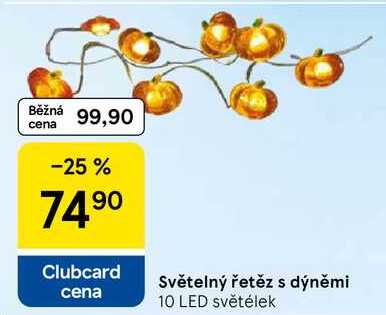 Světelný řetěz s dýněmi, 10 LED světélek Tesco