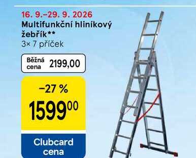 Multifunkční hliníkový žebřík, 3× 7 příček