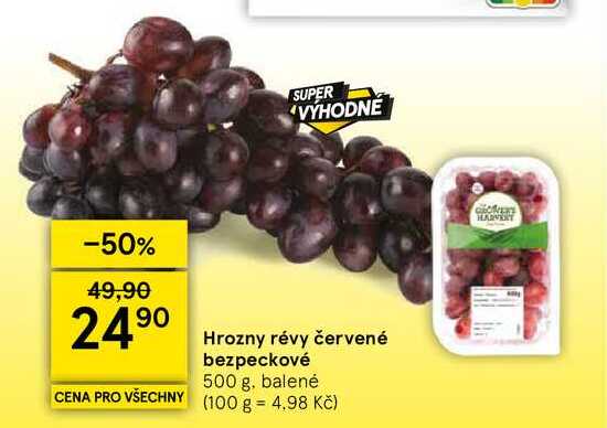 Hrozny révy červené bezpeckové, 500 g, balené