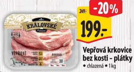 Vepřová krkovice bez kosti - plátky, 1 kg