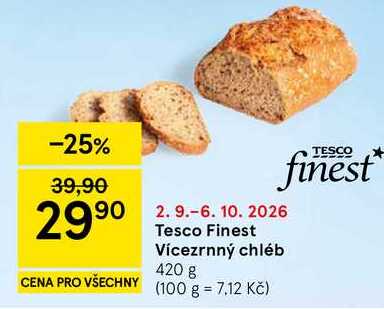 Tesco Finest Vícezrnný chléb, 420 g  
