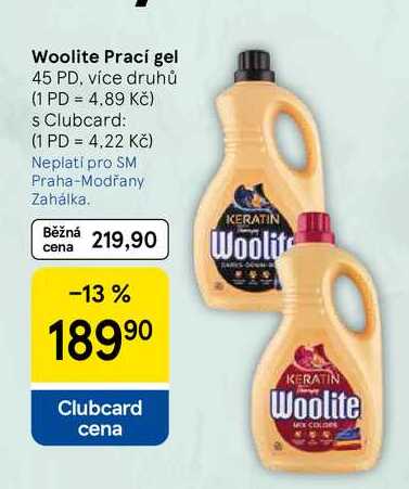 Woolite Prací gel, 45 PD, více druhů Tesco
