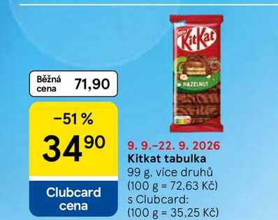 Kitkat tabulka, 99 g 