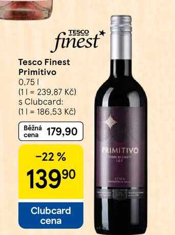Tesco Finest Primitivo, 0.75 l