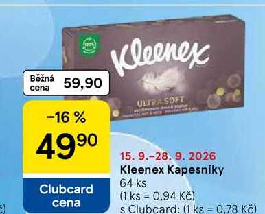 Kleenex Kapesníky, 64 ks Tesco