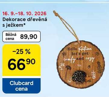 Dekorace dřevěná s ježkem Tesco