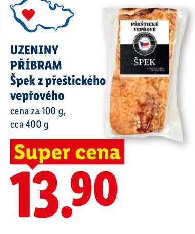 UZENINY PŘÍBRAM Špek z přeštického vepřového, cena za 100 g