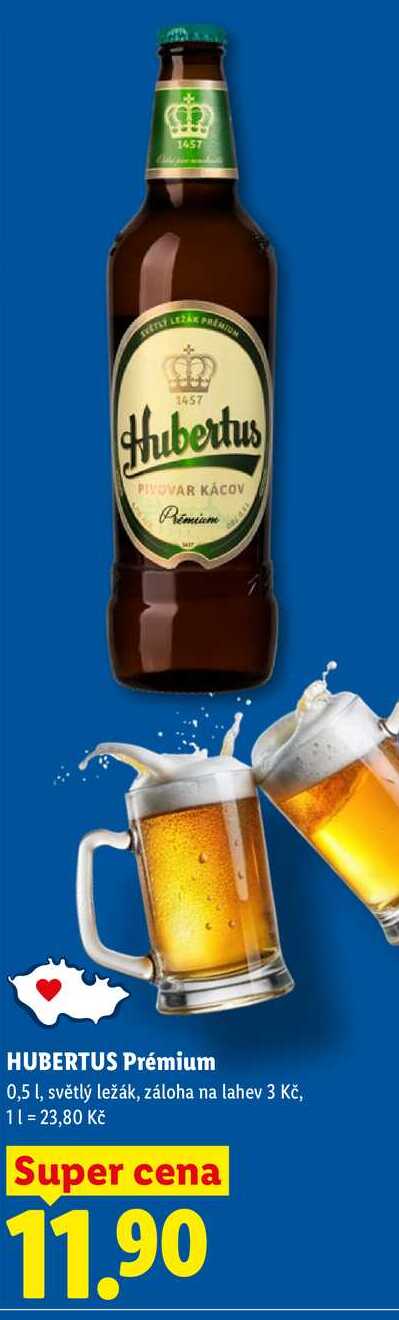 HUBERTUS Prémium, 0,5 l, světlý ležák