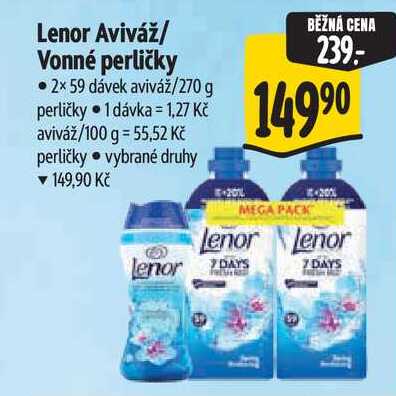 Lenor Aviváž/Vonné perličky, 2x 59 dávek aviváž/270 g perličky Albert