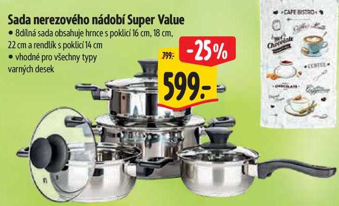 Sada nerezového nádobí Super Value, 8dílná sada
