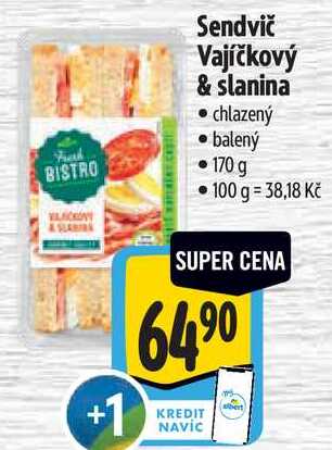 Sendvič Vajíčkový & slanina, 170 g